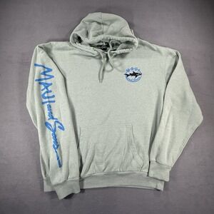 Maui and Sons Hooded Pullover Sweater Men's Size Large Green Shark Hoodie